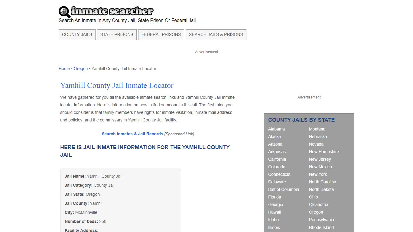 Yamhill County Jail Inmate Locator - Inmate Searcher